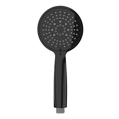 Imagen de WENKO Mango de ducha Young Negro Ø 11 cm mano universal, rociador con 5 tipos chorros