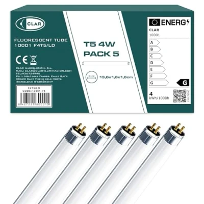 Imagen de CLAR Tubos Fluorescentes Pequeños, Fluorescente, Tubo T5, Bombilla Miniatura, T5 LD (4 Watts Pack 5)