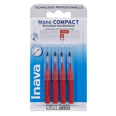 Imagen de Lote de 2 Inava Cepillos interdentales 1,5 mm Rojo X4 Mono Compacto…