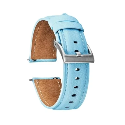 Imagen de PUCHEN correa de reloj cuero colorida, pulsera repuesto reloj, Color Universal 20mm y 22mm, Azul, 22mm