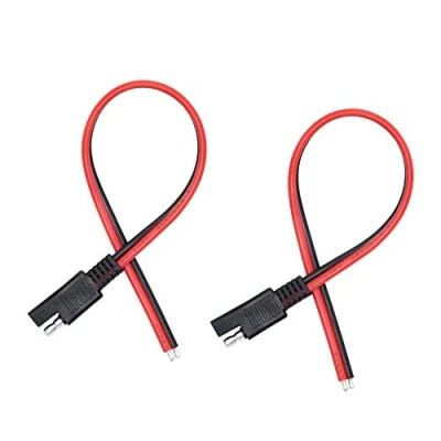 Imagen de PNGKNYOCN cable conector SAE de 12 V, paquete 2 unidades, 14 AWG pines, rápido, enchufe desconexión rápida, extensión para motocicletas, coches, tractores (30 cm)