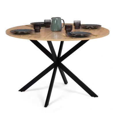 Imagen de IDMarket Alix Mesa de comedor redonda para 4 6 personas, pie en forma araña, madera y negro
