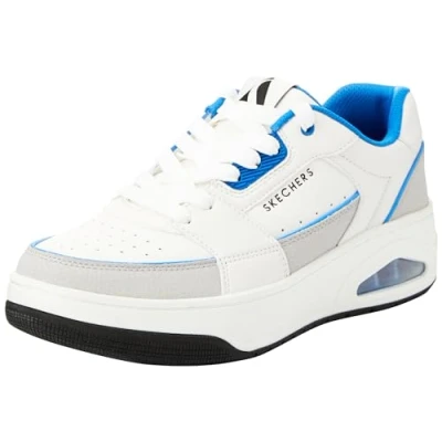 Imagen de Skechers Uno Court, Zapatillas Hombre, Cuero Blanco y Gris Duraleather Azul M, 47.5 EU