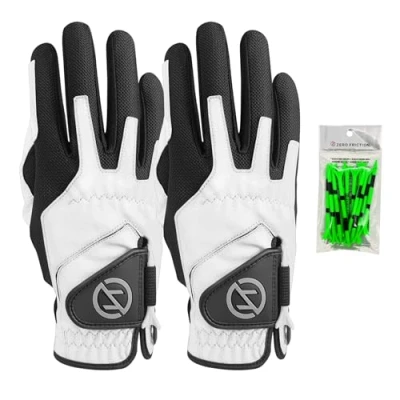 Imagen de Zero Friction Guantes de Golf sintéticos Ajuste Universal para Mano Derecha Hombre, 2 Unidades, Talla única, Color Blanco