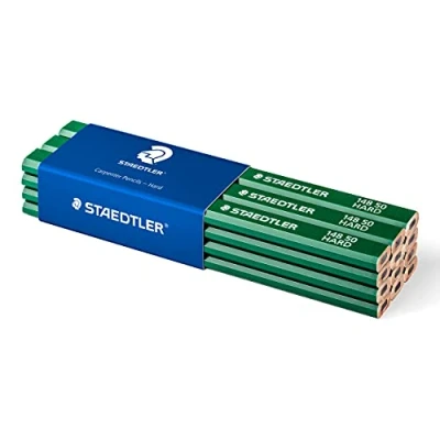 Imagen de Staedtler Carpenter Pencils 148 50. Conjunto de 12 lápices para carpinteros dureza alta 6H.