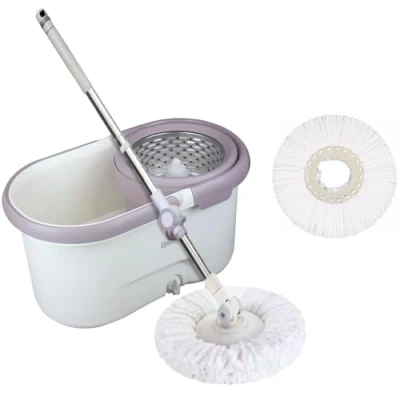 Imagen de Juego de Fregona y Cubo con Cabeza Giratoria 360 Grados Mopa Microfibra Escurridor, Turbo Incluye 1 Adicional