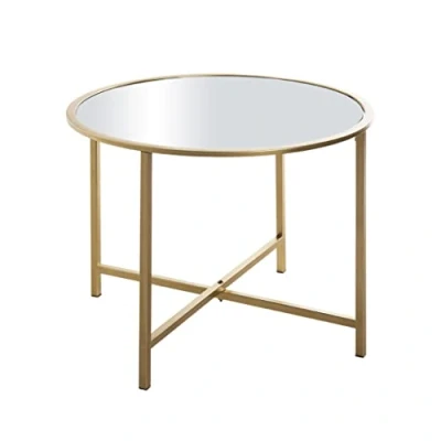 Imagen de HAKU Möbel Mesa auxiliar oro, Metal, espejo 5 mm Dim.: AL 45 cm x diámetro 60 cm, Estilo: Art Déco