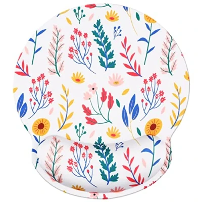 Imagen de Alfombrilla de ratón con soporte para muñeca,Jahosin reposamuñecas ergonómico espuma viscoelástica Base goma antideslizante computadora y oficina 25x23 Floral