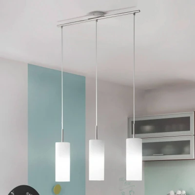 Imagen de Eglo Troy 85978 Lámpara de techo, acero y cristal, color plateado blanco, 72 x 10.5 110 cm