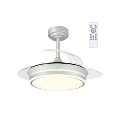 Imagen de wonderlamp Ventilador de techo con luz LED aspas retráctiles Perla Mini, Motor DC muy Silencioso, 3 CCT Regulable 46W gris