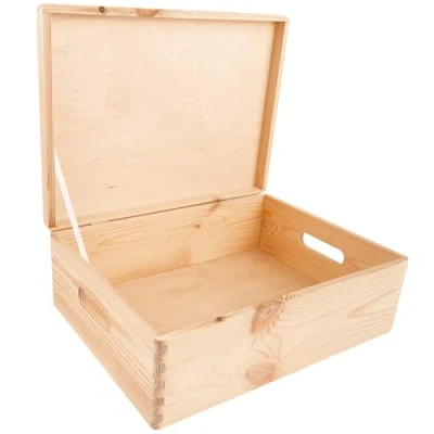 Imagen de Creative DECO XL Grande Caja Madera Decorativa con Tapa y Asas 40 x 30 13 cm (+/ 1cm) Almacenaje Documentos Juguetes Herramientas Cofre Navidad Decorar Regalo Decoupage EN Bruto SIN LIJAR