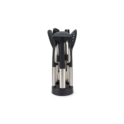 Imagen de Joseph Elevate Utensilios de Cocina Silicona, 5 Piezas, Accesorios sin BPA, Antiadherentes, Resistentes al Calor, Mango en Acero Inoxidable, con Soporte