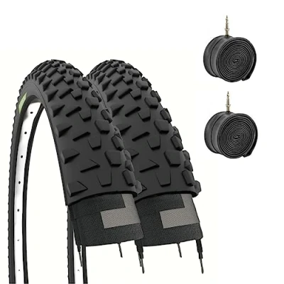 Imagen de Ecovelò Neumáticos 26 x 2.10 (54 559) 2 Cubiertas MTB cámaras, Adultos Unisex, Negro