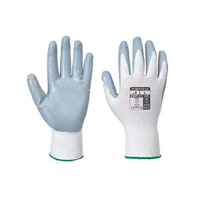 Imagen de Portwest Guante De Nitrilo Flexo Grip (En Pack Expositor), Tamaño: XXL, Color: Gris/Blanco, A319GRWXXL
