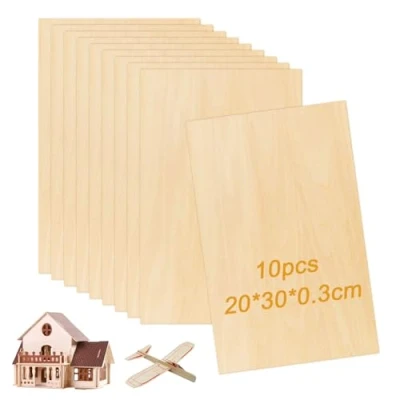 Imagen de Sporgo 10 placas de madera contrachapada: 30 x 20 cm, contrachapada 3 mm grosor, placa para manualidades carpintería, procesamiento láser, pirograbado, modelismo, regalos,