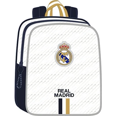 Imagen de REAL MADRID Mochila Infantil, Niño, Escolar, Adaptable a Carro, Ideal para Guardería, Cómoda y Versátil, Calidad Resistencia, 22x10x27 cm, Color Blanco