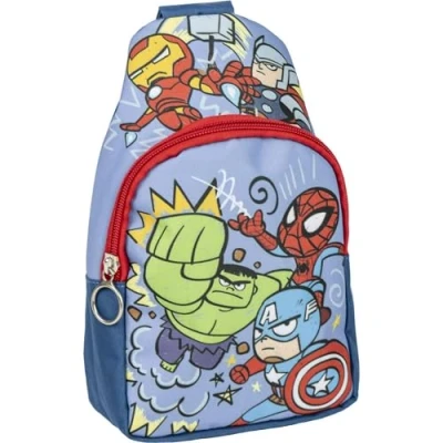 Imagen de Mochila Bandolera de Spiderman Color Azul 13x23x7cm Fabricada en Poliéster Infantil con Asas Ajustables Compartimento Principal Producto Original Diseñado España
