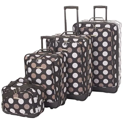 Imagen de Rockland Escape Juego de Equipaje Vertical (4 Piezas), Punto Negro, 4 Piece Set (14/19/24/28), Piezas Softside