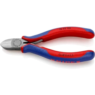 Imagen de Knipex Alicate de corte diagonal para electromecánica negro atramentado, con fundas multicomponentes 125 mm 76 22