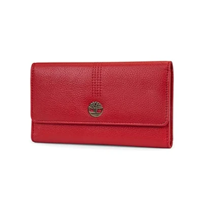 Imagen de Timberland Leather RFID Flap Wallet Cluth Organizer, Billetera para Mujer, Cereza (borras), Talla única