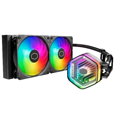 Imagen de Cooler Master MasterLiquid Atmos 240 Black Refrigeración Líquida para CPU AIO, Bomba Doble Cámara, Ventiladores SickleFlow 120 Edge Preinstalados, ARGB Gen 2, LGA1700 y AM5