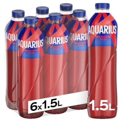 Imagen de AQUARIUS Melocotón Rojo, Bebida Hidratante con Sales Minerales, Baja en Calorías Pack 6 Botellas de 1.5L