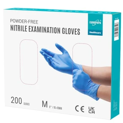 Imagen de EUROPAPA® 200 Guantes De Nitrilo Desechables Que Cumplen Las Normas EN455 EN374, Sin Polvo Ni LÁTex, Disponibles En Tallas S, M, L Y XL (M, Azul OcÉAno)