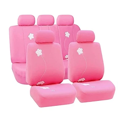 Imagen de FH GROUP Full diseño de Flores Juego Fundas Asiento Coche, Color Rosa