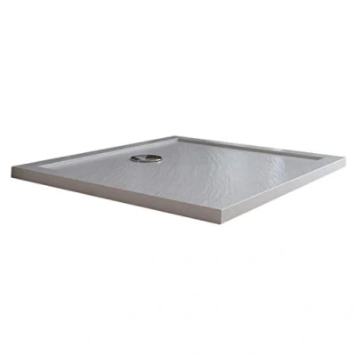 Imagen de Plato de Ducha 90x120x4cm Rectangular Acrílico Borde Realzado Blanco Efecto Piedra Mod. Flower
