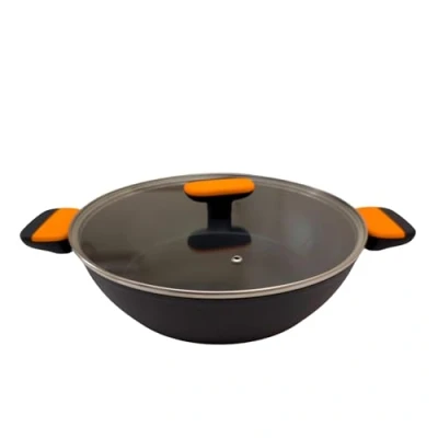 Imagen de Fackelmann Soft Guisera Antiadherente 28 cm, Aluminio Forjado, Revestimiento Cerámico Greblon Libre de PFA, Apta para Inducción, Vitro, Gas y Horno, Mango Suave con Silicona Resistente al Calor