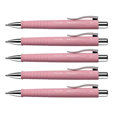 Imagen de Faber Castell Bolígrafo Poly Ball XB, grosor de trazo 0,5 mm, 5 unidades, color rosa