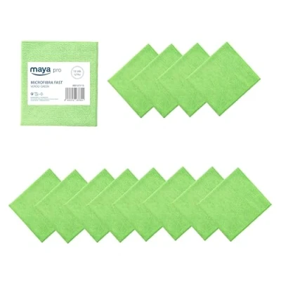 Imagen de Maya Bayeta Fast 200G. Multiusos 100% Microfibra. Limpieza Sin Marcas para Cualquier Superficie. Pack de 12 Unidades (Verde)