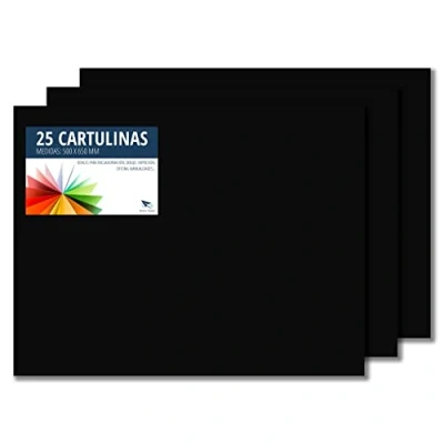 Imagen de Raylu Paper® Cartulinas 50x65cm, 25 Unidades, 180g/m². 50 x 65 cm de colores ideales para manualidades, oficina, dibujo, papiroflexia (Negro)