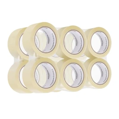 Imagen de Amazon Basics Cinta de embalaje, juego 12 rollos, 0.04 mm grosor, 4.77 cm x 66 m, transparente, ideal para embalar, enviar, mudarse o almacenar