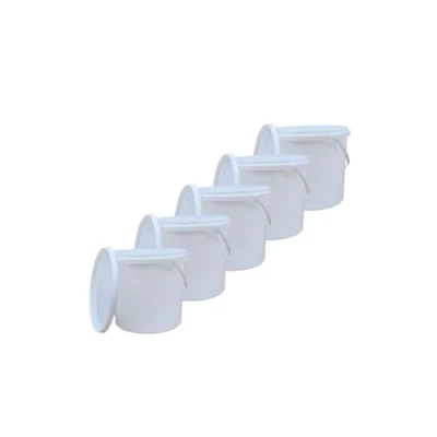 Imagen de MIG Cubo con tapa, 5 L, color blanco, cubos de plástico apilables versátiles tapa para el hogar y la industria, pequeños adecuados comida perros