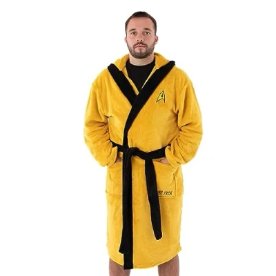 Imagen de Star Trek Captain Kirk Yellow Vestido de hombre Abraza el lujo galáctico con estilo Albornoz para adultos logotipo mercancía