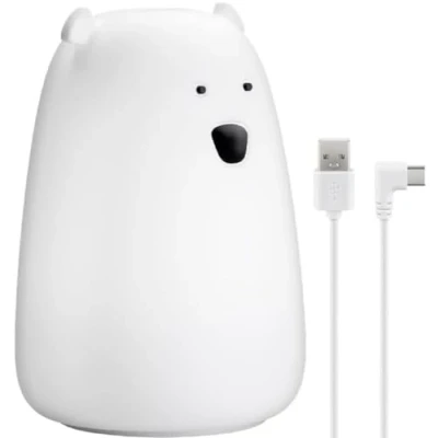 Imagen de goobay 61647 luz nocturna Infantil/LED oso polar/Luz quitamiedos/Ayuda para dormir/luz lactancia y decoración de habitaciones infantiles/Recargable / 7 cambios color 3 modos