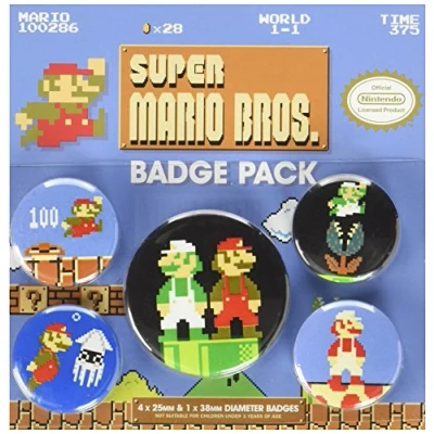 Imagen de Pyramid International Super Mario Bros. Insignia retro, multicolor, 10 x 12,5 1,3 cm
