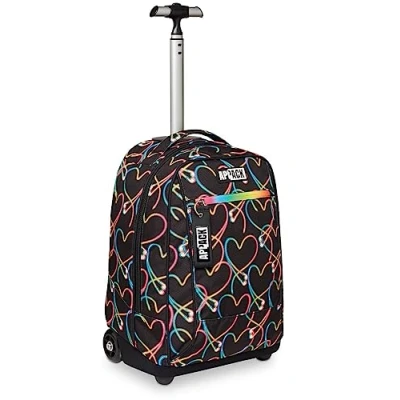 Imagen de Appack Mochila con Ruedas Big Trolley APPAK, Jet Black 2 en 1, Escolar Carro, Crossover System Bolso Niñas, Niños y Adolescentes Bols. Frontal Cremallera