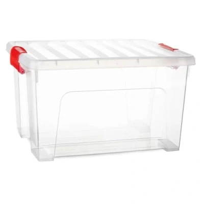 Imagen de Acan Tradineur Caja de Almacenamiento Transparente KLIP 25 Litros Fabricado en Plástico Cierre Hermético y Seguro 34,5 x 43 cm