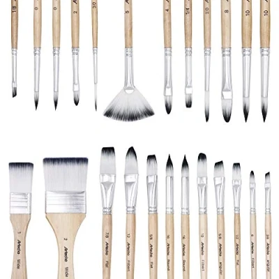 Imagen de Artecho Pinceles Pintura Acrilica, 24 Profesionales para Acuarela, Gouache, Óleo, Ideal Principiantes y Profesionales.
