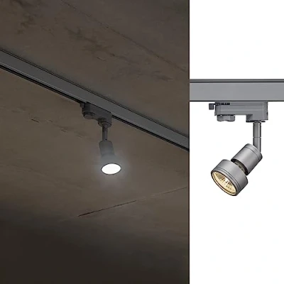 Imagen de SLV Gris trifásico Puri, Spot» led, proyector, luminaria de Techo, Sistema Carril, iluminación Interior / GU10 50 W