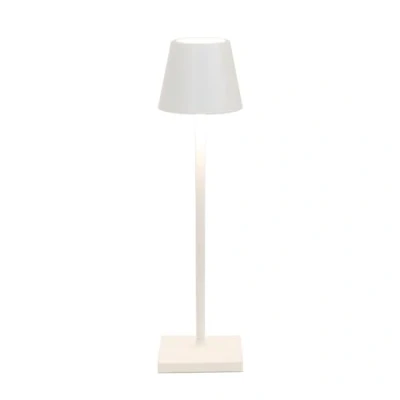 Imagen de Zafferano, Lámpara Poldina Micro, de Mesa Recargable e Inalámbrica con Control Táctil, Adecuada para Interior y Exterior, Atenuador, 2200 3000 K, Altura 27,5 cm, Color Blanco