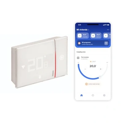 Imagen de Bticino XW8002WE, Termostato Conectado WiFi, New Smarther2 with Netatmo, Color Blanco, Control de Temperatura ( frioy Calor ) del hogar en Remoto; Superficie, 2 Hilos