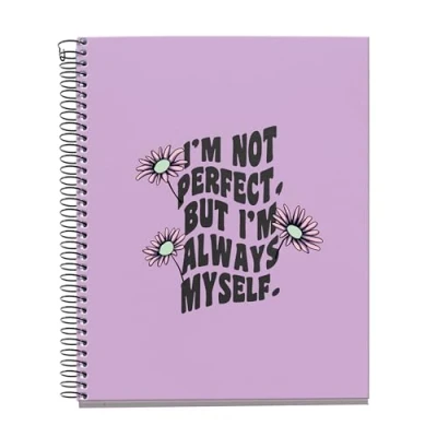 Imagen de Miquelrius Notebook A5 (148 x 210 mm), Cuadrícula 5 mm, 120 Hojas de 70 g/m², Cubierta cartón, 4 Franjas color, Espiral, Colección Happy Daisies, Malva