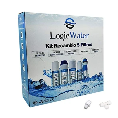 Imagen de LogicWater Kit 5 Filtros Osmosis Inversa Etapas y Membrana 75 Gpd Cartuchos Repuestos