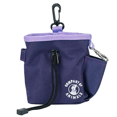 Imagen de COMPANY OF ANIMALS bolsa de golosinas para perros, Compartimento amplio, Cierre con cordón, Enganche seguro, Se engancha al cinturón, cintura o bolsillo. Apta pasear y adiestrar perros (Morado)