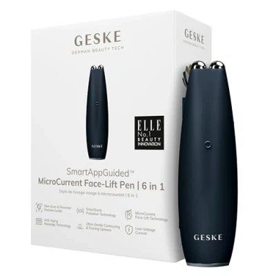 Imagen de GESKE SmartAppGuided™ MicroCurrent Face Lift Pen 6 en 1 Herramientas para cuidado de la Piel Dispositivo antienvejecimiento Lifting facial joven sin arrugas cara