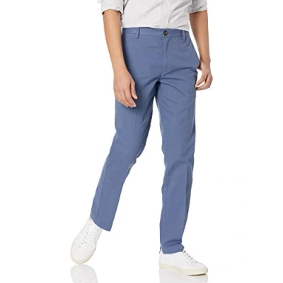 Imagen de Amazon Essentials Pantalón Chino sin Pinzas Antiarrugas de Ajuste Entallado Hombre, Añil, 40W / 32L