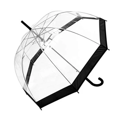 Imagen de Smati Parapluie cloche transparent automatique Bordure noire Paraguas clásico 90 centimeters Negro (Noir)